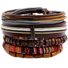 Load image into Gallery viewer, Wood Beads Charm Handmade Leather Bracelets Jewelry Accessories