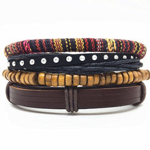 Load image into Gallery viewer, Wood Beads Charm Handmade Leather Bracelets Jewelry Accessories