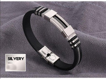 Load image into Gallery viewer, Stainless Steel Silicone Black Bracelet