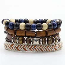 Load image into Gallery viewer, Wood Beads Charm Handmade Leather Bracelets Jewelry Accessories