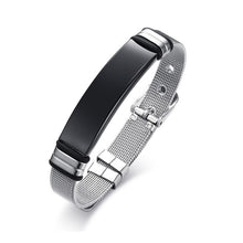 Load image into Gallery viewer, Personalized Bangle Men's Slide Mesh Bracelet Silver