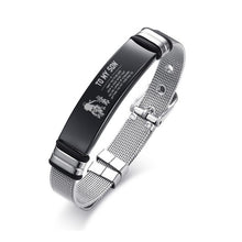 Load image into Gallery viewer, Personalized Bangle Men's Slide Mesh Bracelet Silver