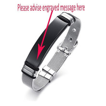 Load image into Gallery viewer, Personalized Bangle Men's Slide Mesh Bracelet Silver