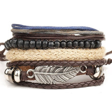 Load image into Gallery viewer, Leaf Feather Multilayer Leather Bracelet