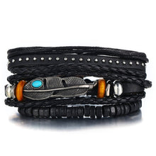 Load image into Gallery viewer, Leaf Feather Multilayer Leather Bracelet