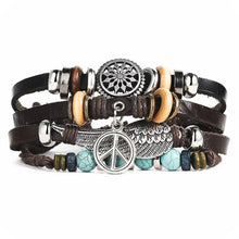 Load image into Gallery viewer, Leaf Feather Multilayer Leather Bracelet